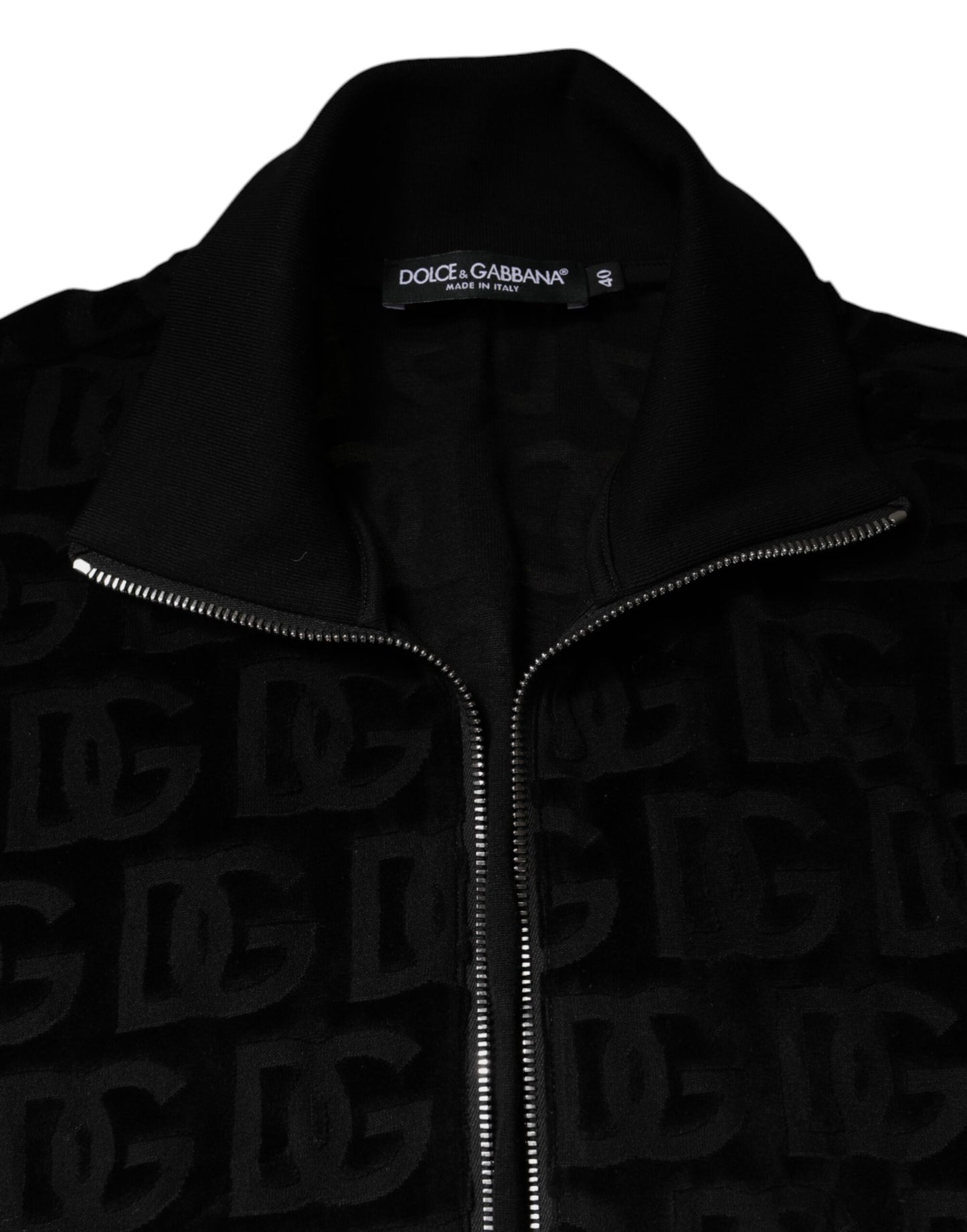 Dolce & Gabbana sort logomonogram bomberjakke med lynlås