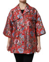 Dolce & Gabbana Rød Blomsterjacquard Frakke med Knapper