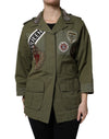 Dolce & Gabbana Militærgrøn Queen Embellished Frakkejakke
