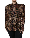 Dolce & Gabbana Brun Leopard Silke Frakkejakke Med Knapper
