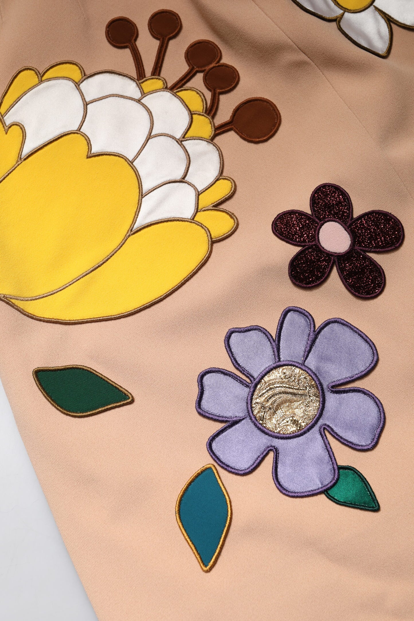 Dolce & Gabbana Beige Blomstret Højtaljet Pencil Cut Nederdel