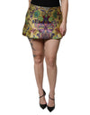 Dolce & Gabbana Flerfarvet Blomsterjacquard Mini Nederdel med Mellem Talje