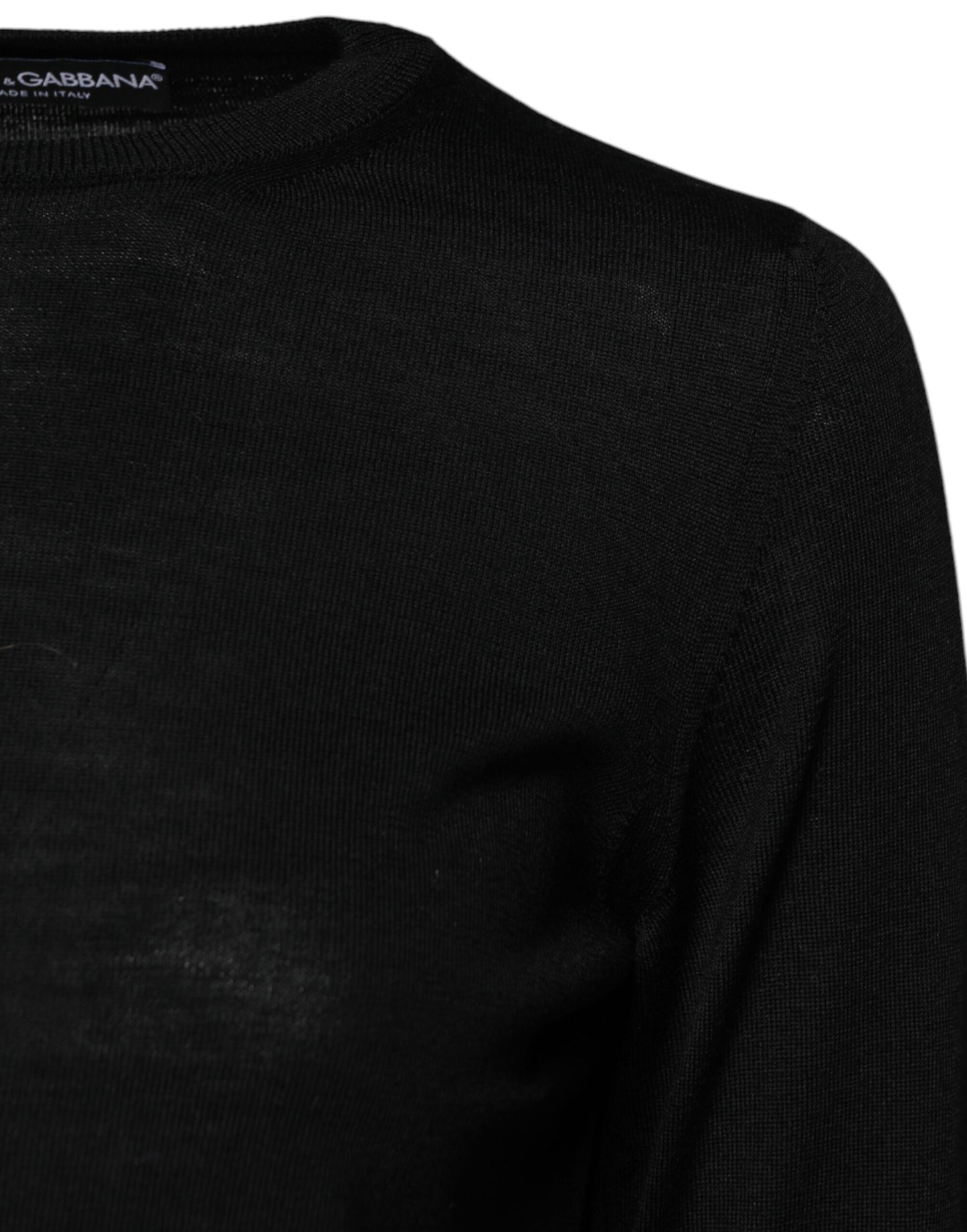 Dolce & Gabbana Sort Uldstrikpullover med Rund Hals