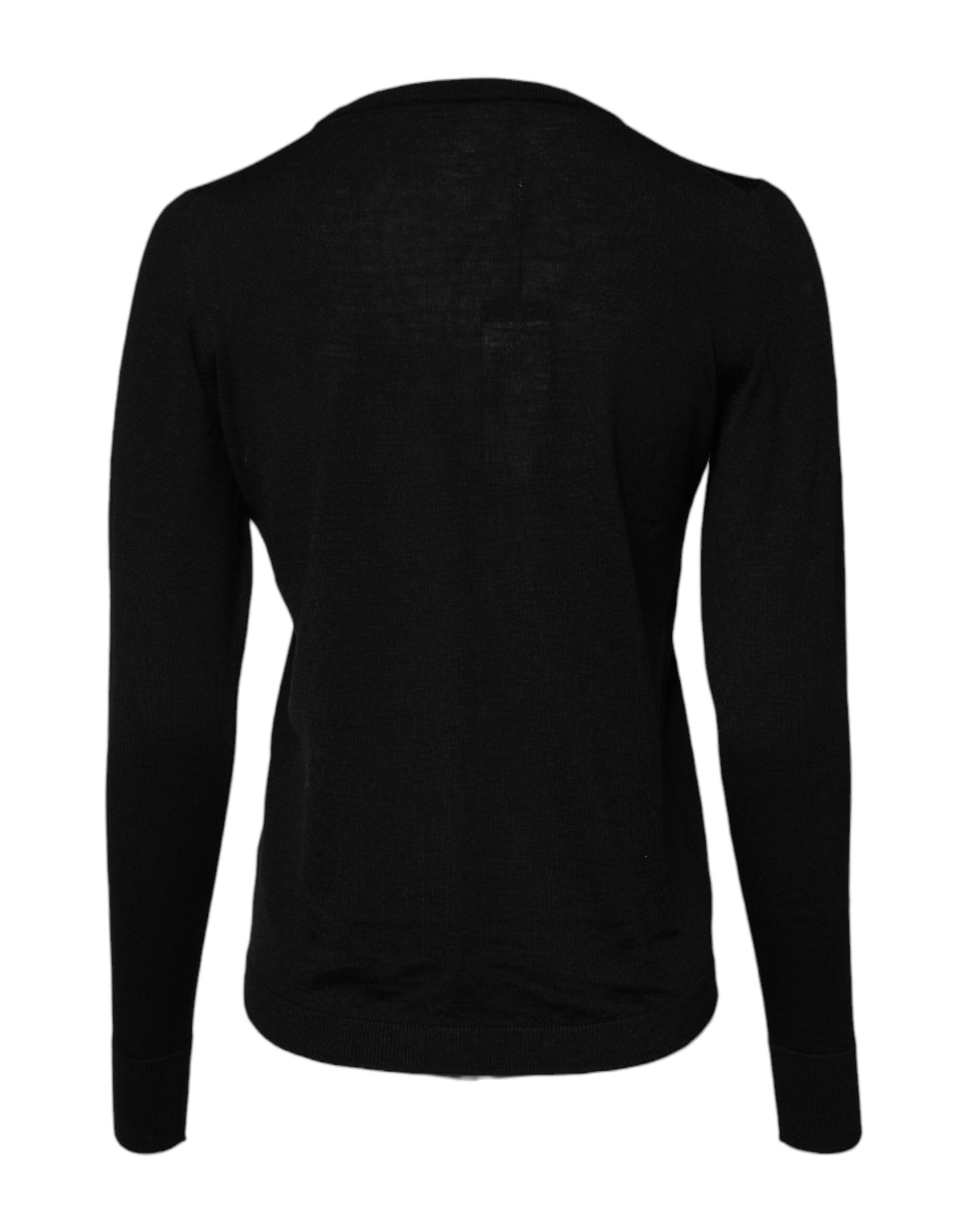 Dolce & Gabbana Sort Uldstrikpullover med Rund Hals