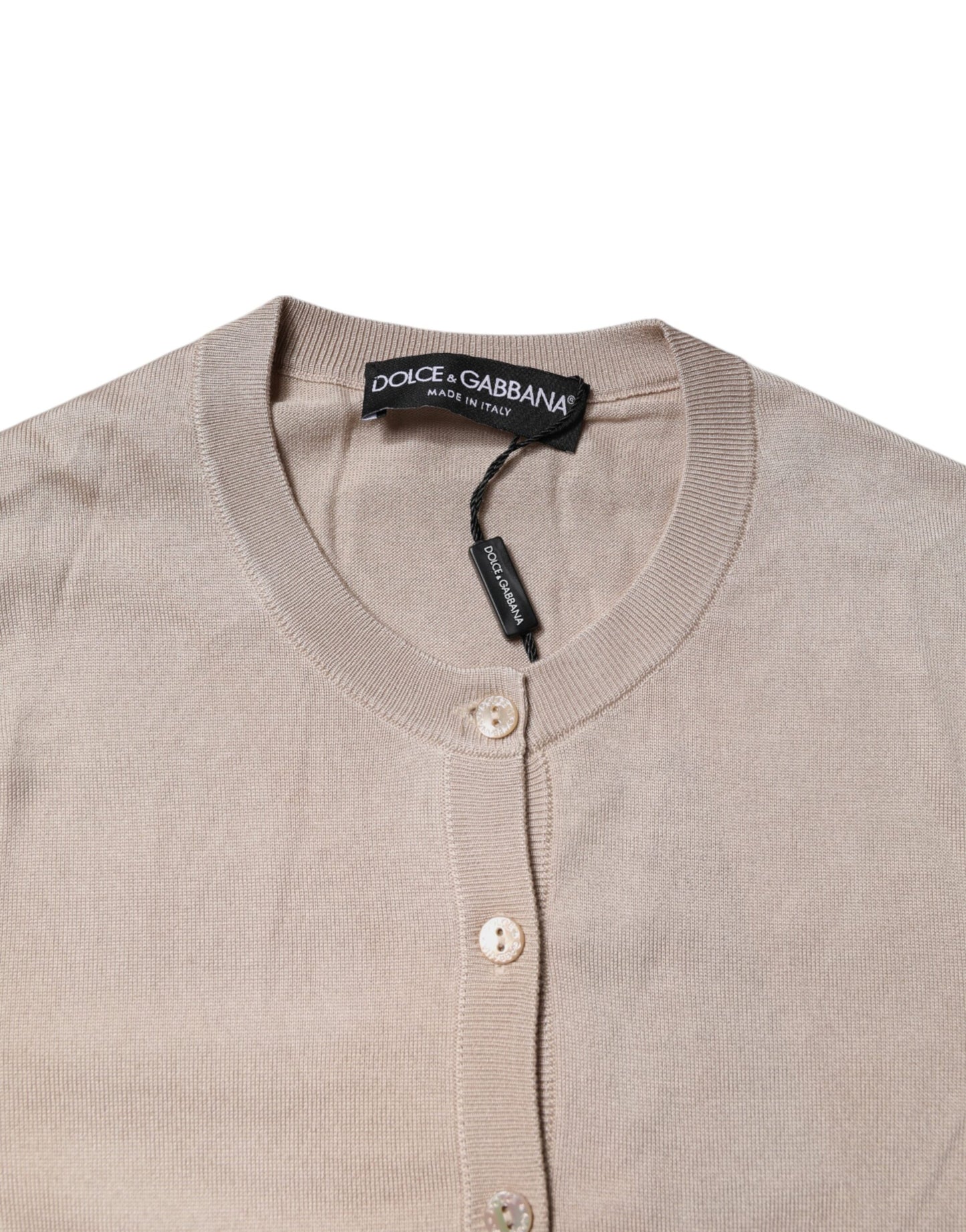 Dolce & Gabbana Beige Silke Cardigan Med Knapper
