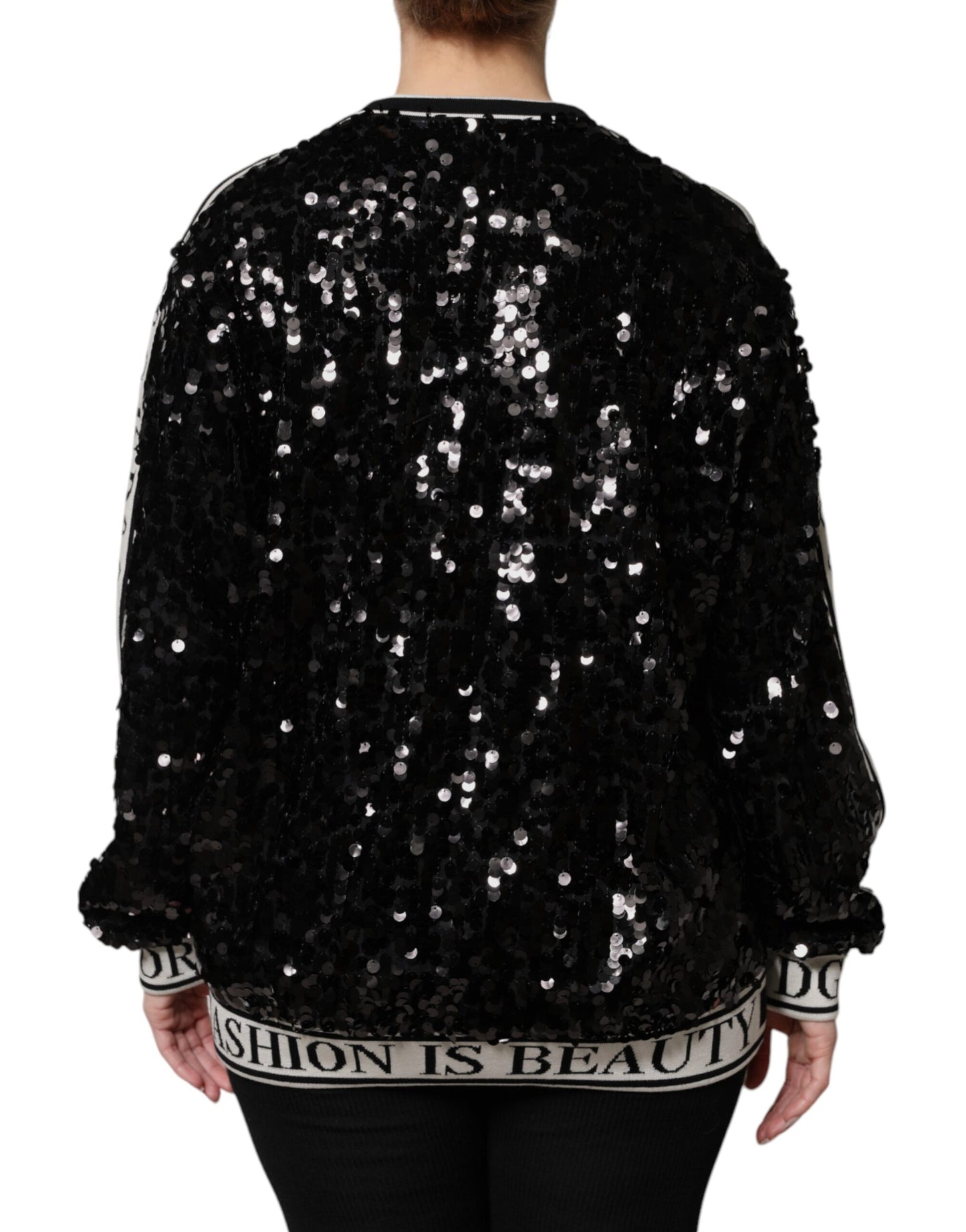 Dolce & Gabbana Sort DG Queen Paillet Pullover Sweater