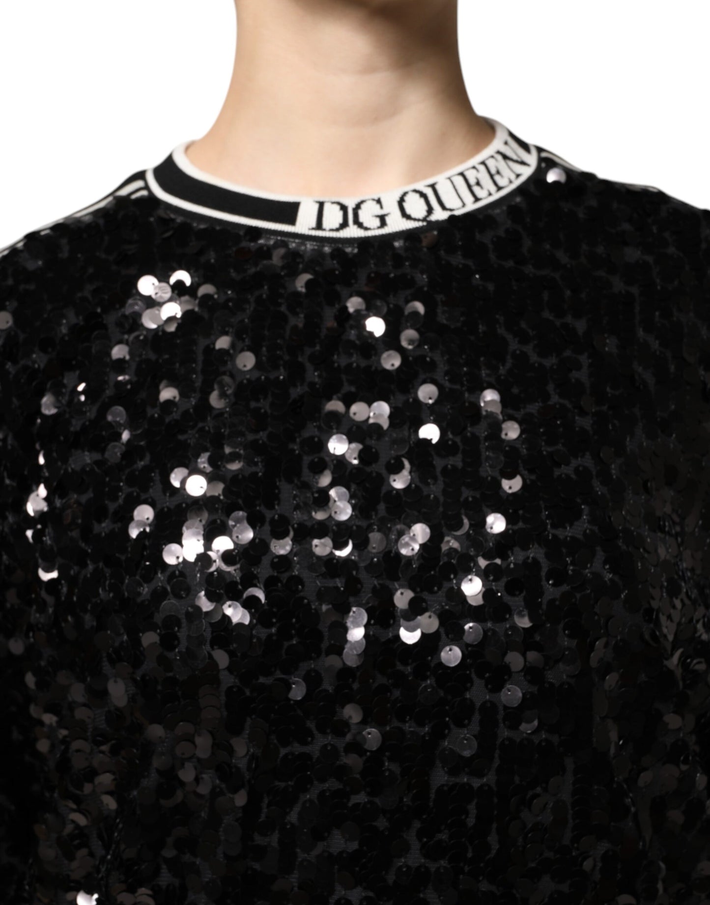 Dolce & Gabbana Sort DG Queen Paillet Pullover Sweater