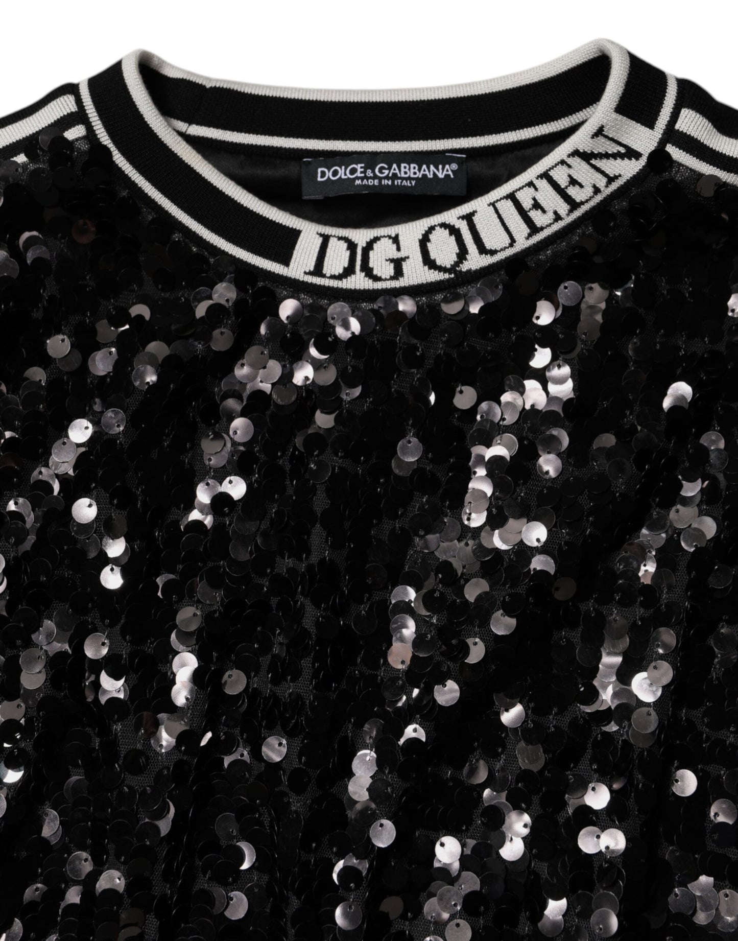 Dolce & Gabbana Sort DG Queen Paillet Pullover Sweater