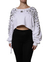 Dolce & Gabbana Hvid Udsmykket Langærmet Cropped Sweater