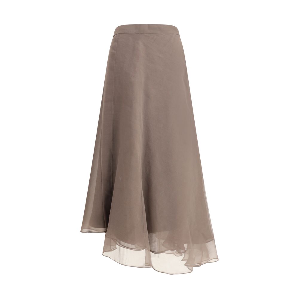 Brunello Cucinelli Silke crêpe midi nederdel