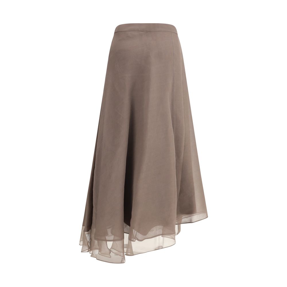 Brunello Cucinelli Silke crêpe midi nederdel