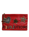 Dolce & Gabbana Red Revolutions Embellished Leather Clutch Bag