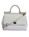 Dolce & Gabbana Hvid Rafia Læder Crossbody Taske med Top Handle