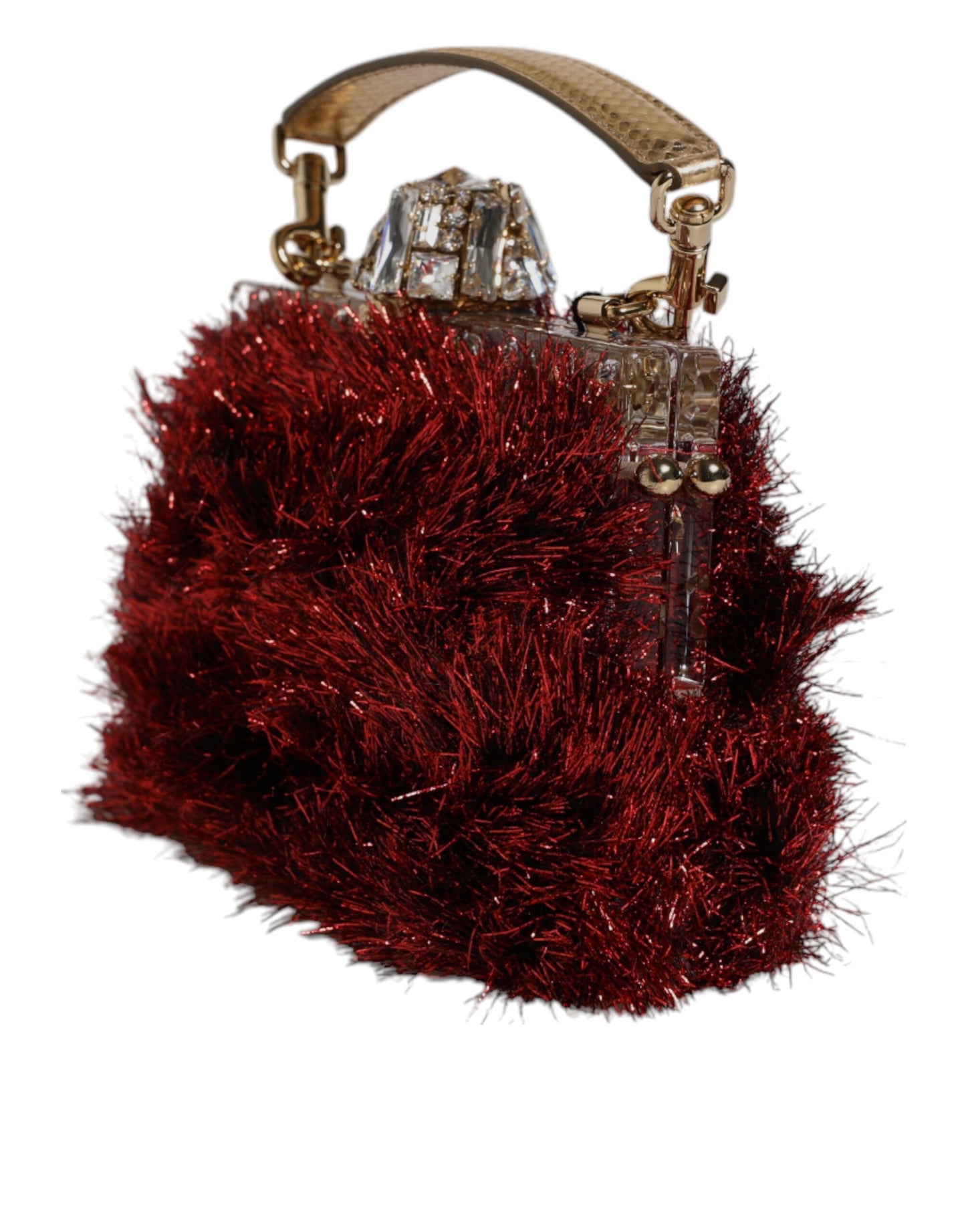 Dolce & Gabbana Rødguldkæde VANDA Aftenclutch med Glitterkrystaller