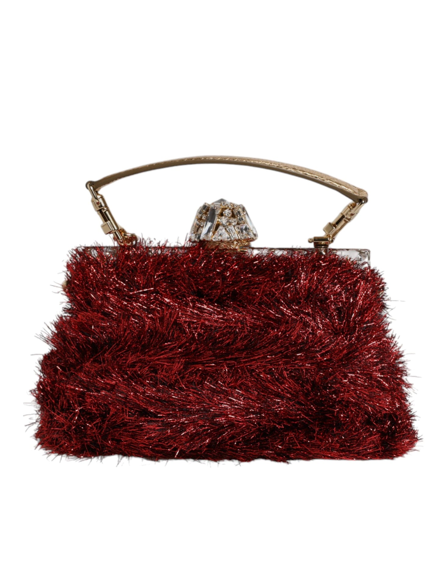 Dolce & Gabbana Rødguldkæde VANDA Aftenclutch med Glitterkrystaller