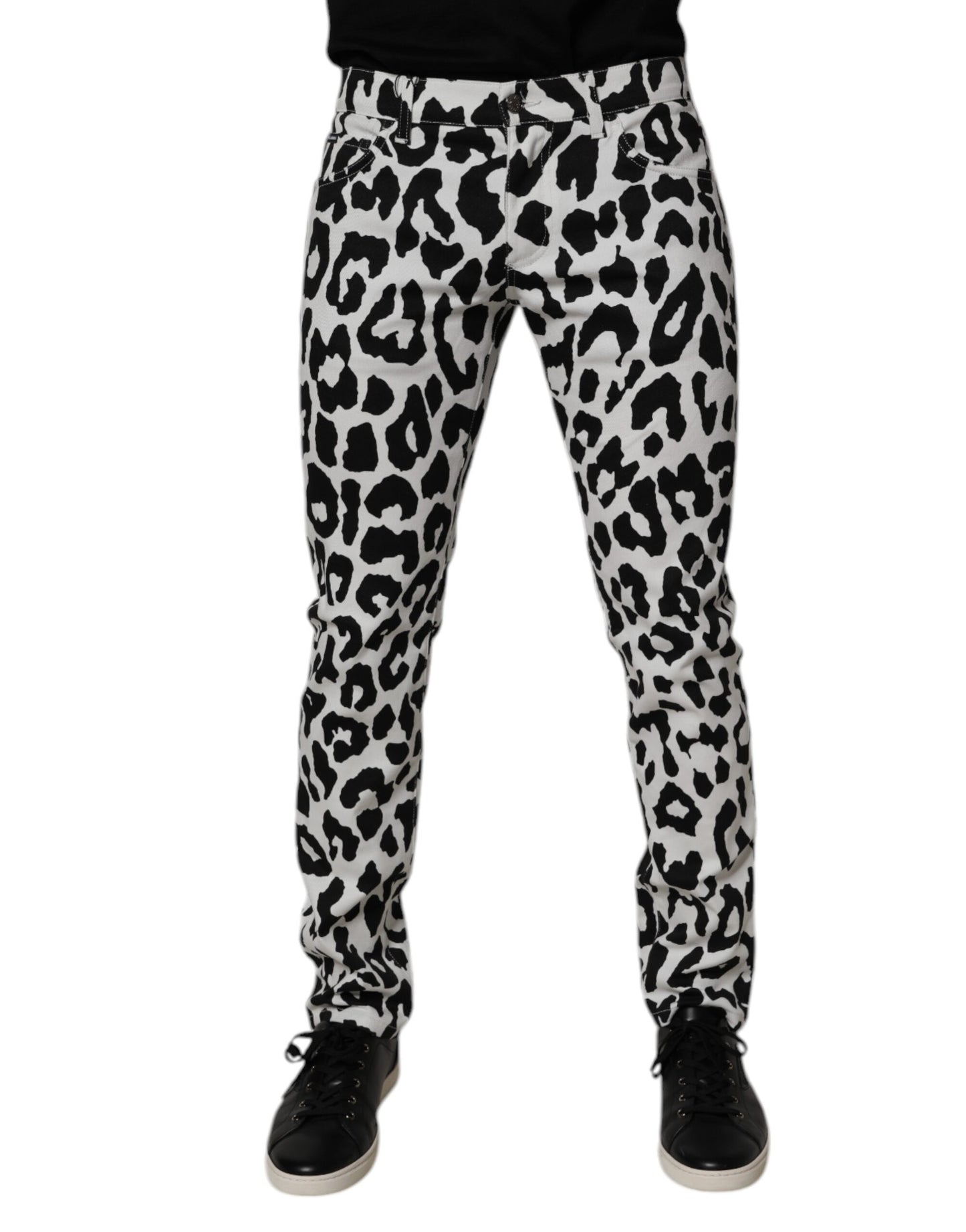 Dolce & Gabbana Hvide Leopard Bomulds Skinny Denim Jeans