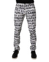Dolce & Gabbana Hvide Bomulds Logo Print Skinny Denim Jeans