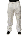 Dolce & Gabbana Hvide Linen Mellemhøj Talje Lige Herre Denim Jeans