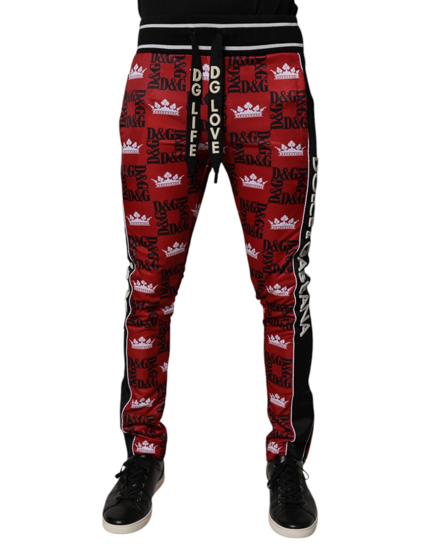 Dolce & Gabbana Rød Krone Logo Monogram Herre Joggingbukser Bukser