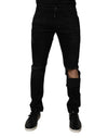 Dolce & Gabbana Sorte Skinny Jeans i Ripped Cotton til Herrer
