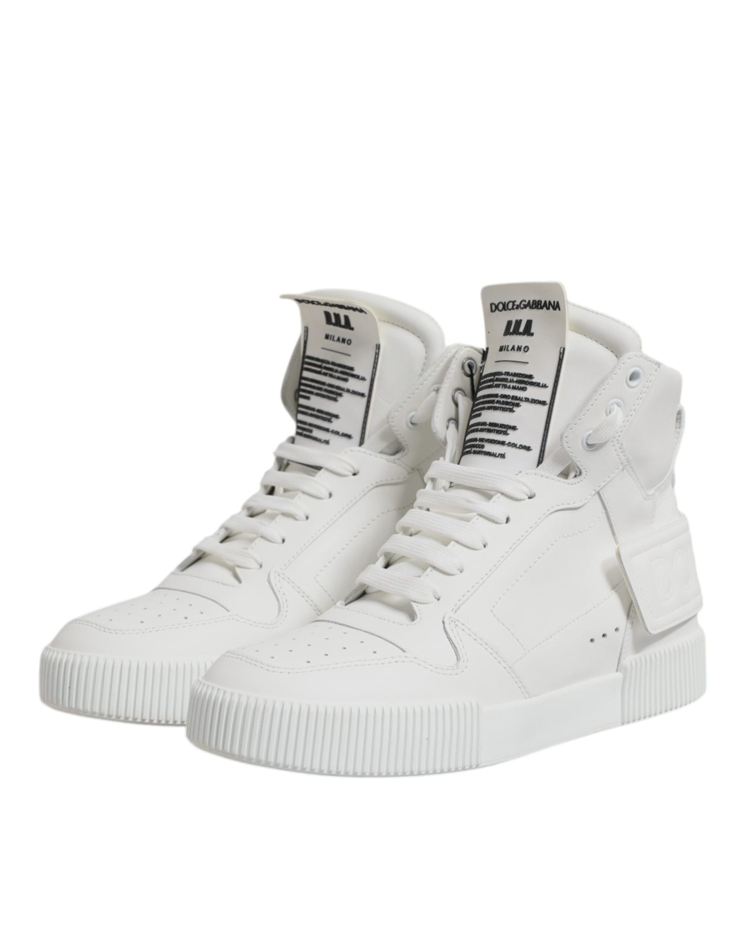 Dolce & Gabbana Hvide Læder High Top Sneakers Sko