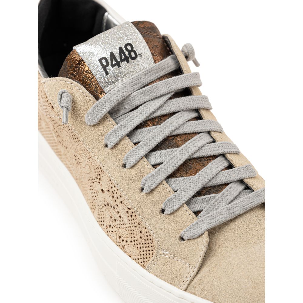 P448 Beige Lædersneaker