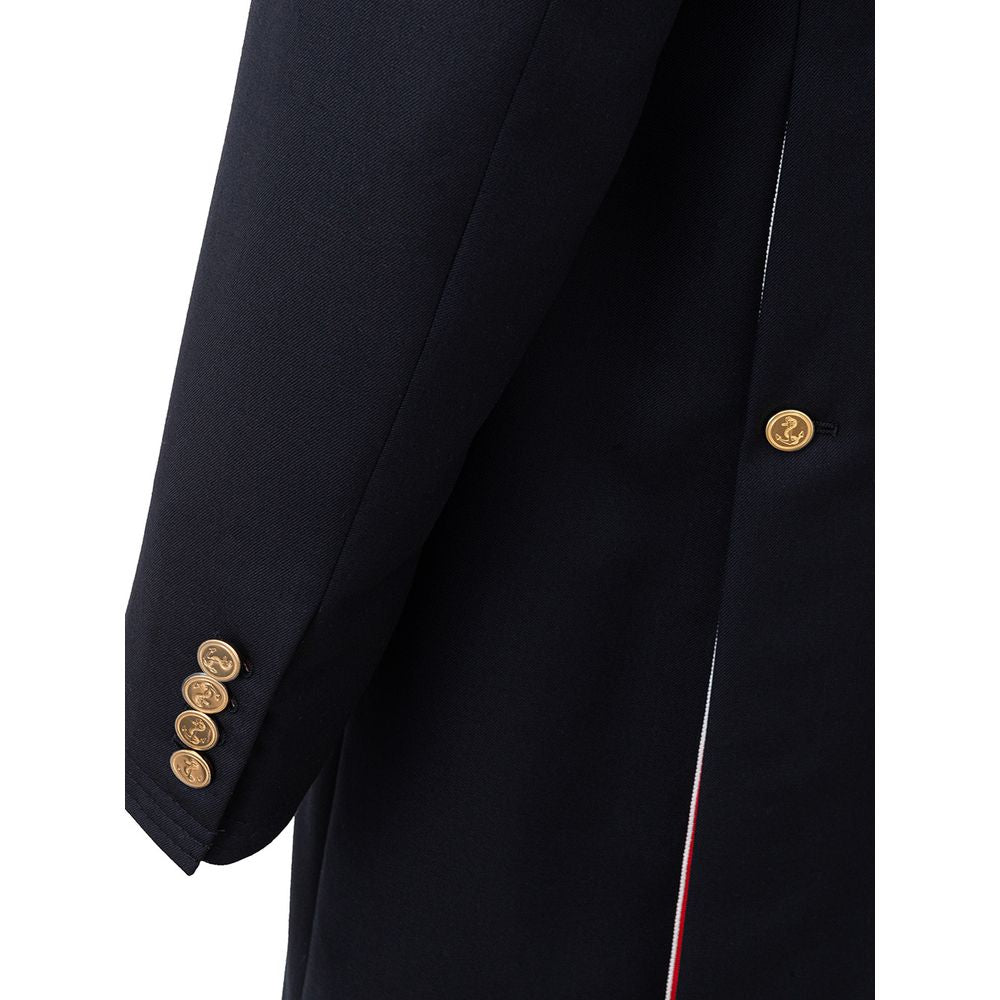 Thom Browne elegant uldjakke i signaturblå