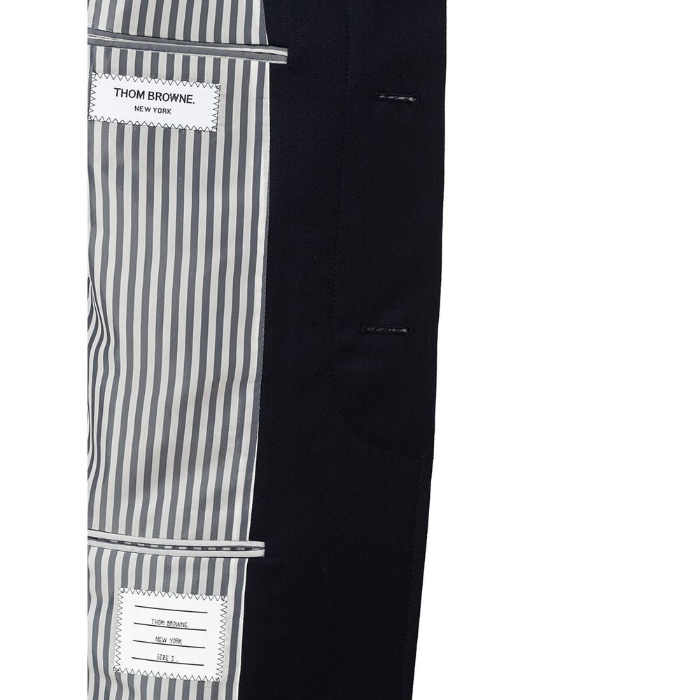 Thom Browne elegant uldjakke i signaturblå