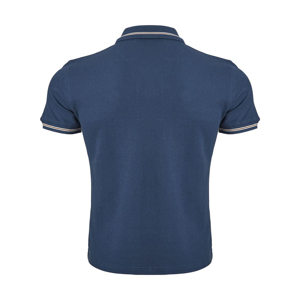 Corneliani elegant blå italiensk bomuldspoloshirt