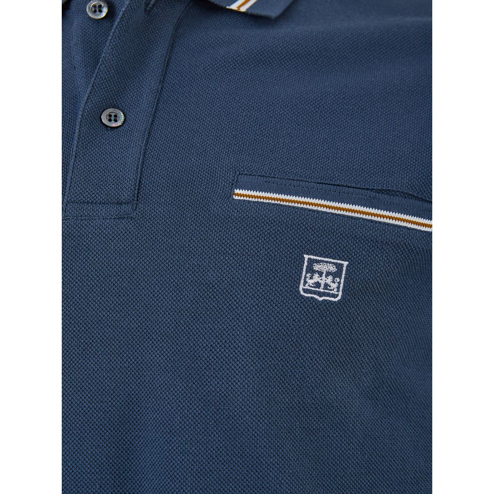 Corneliani elegant blå italiensk bomuldspoloshirt