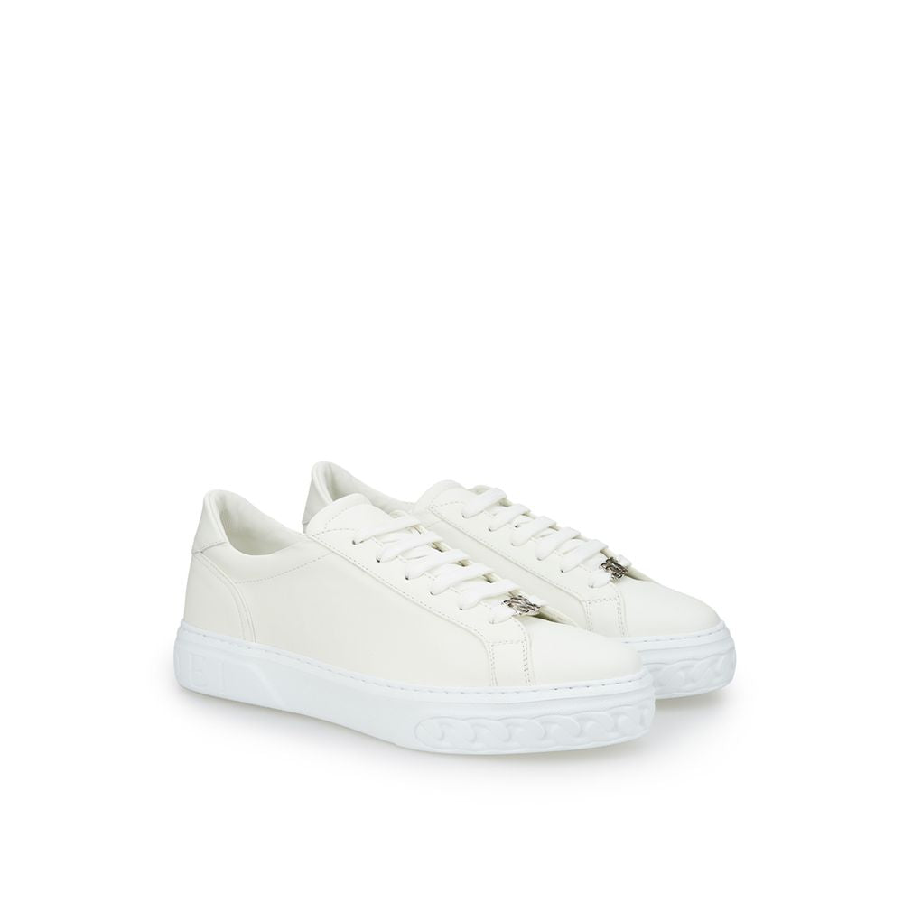 Casadei Slanke Hvide Lædersneakers