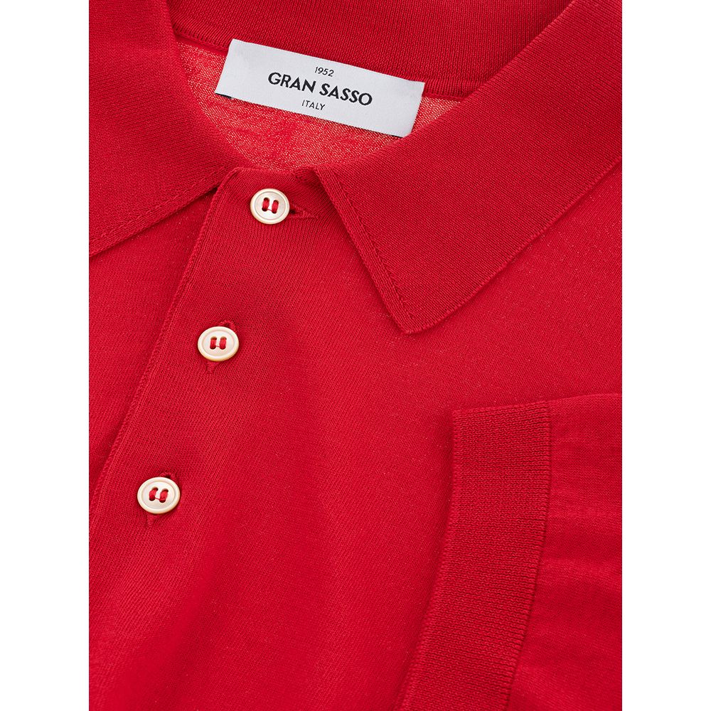 Gran Sasso elegant italiensk bomuldspoloshirt i livlig rød
