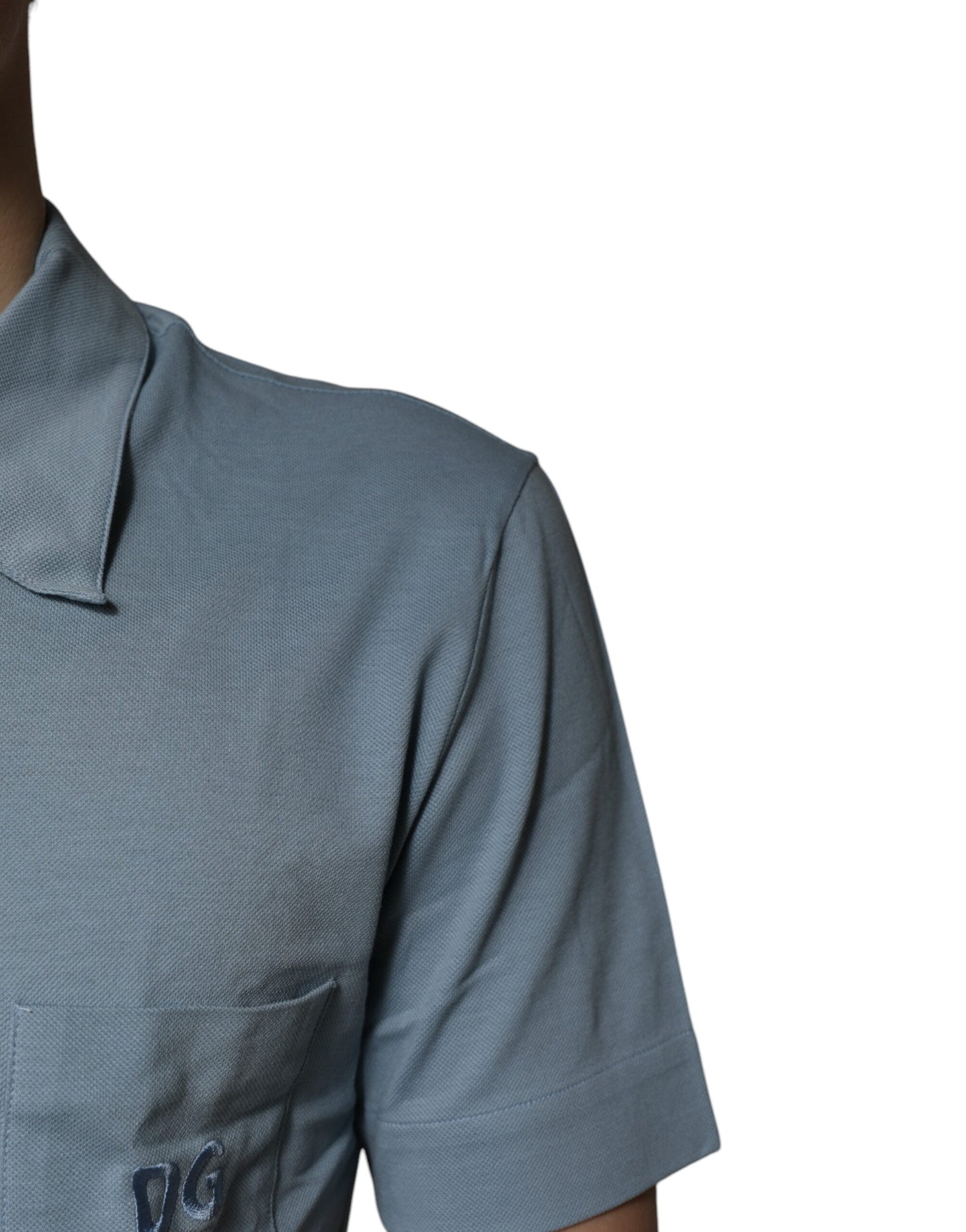 Dolce & Gabbana Blå Bomuld Button Down Casual Herre Poloshirt