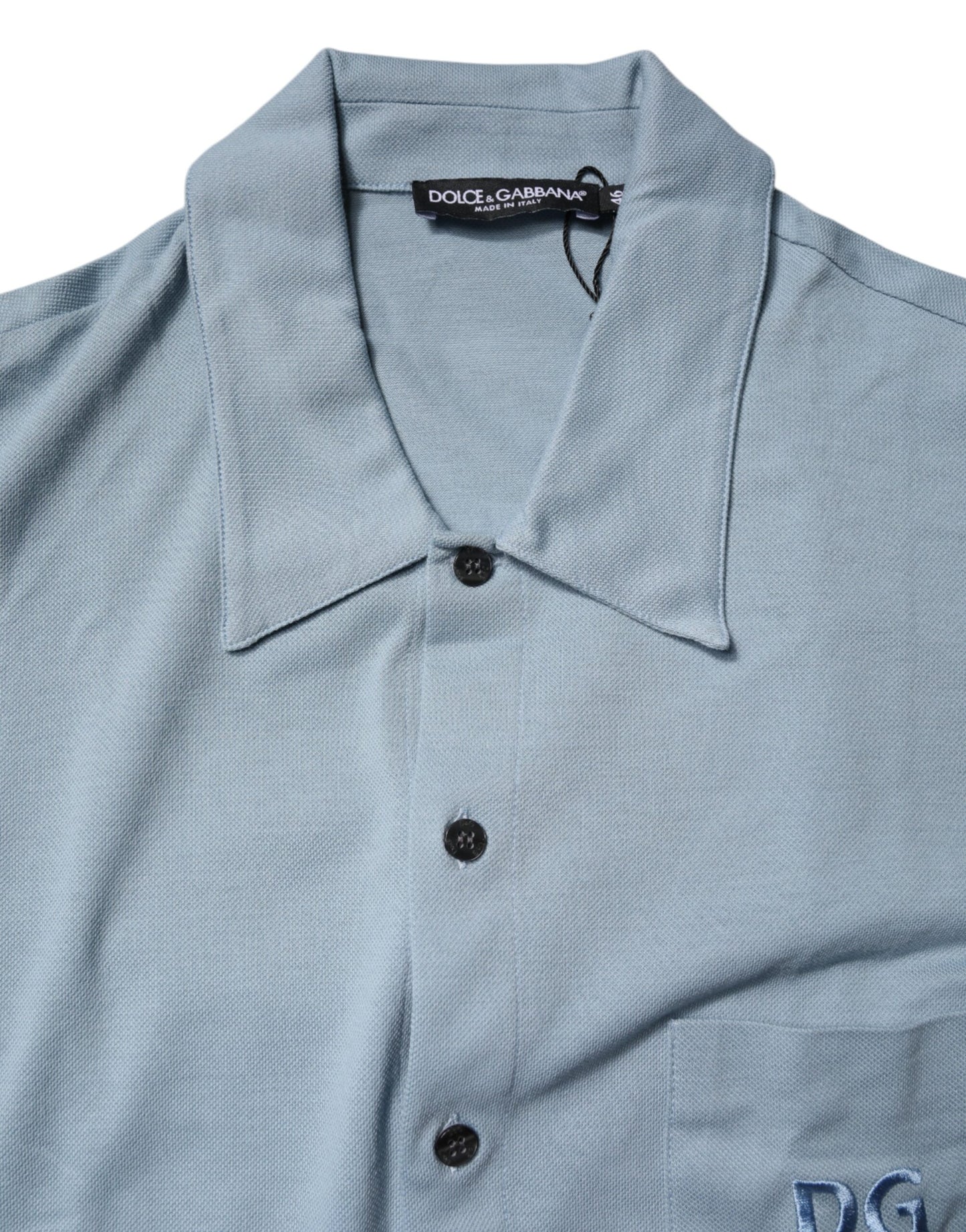 Dolce & Gabbana Blå Bomuld Button Down Casual Herre Poloshirt