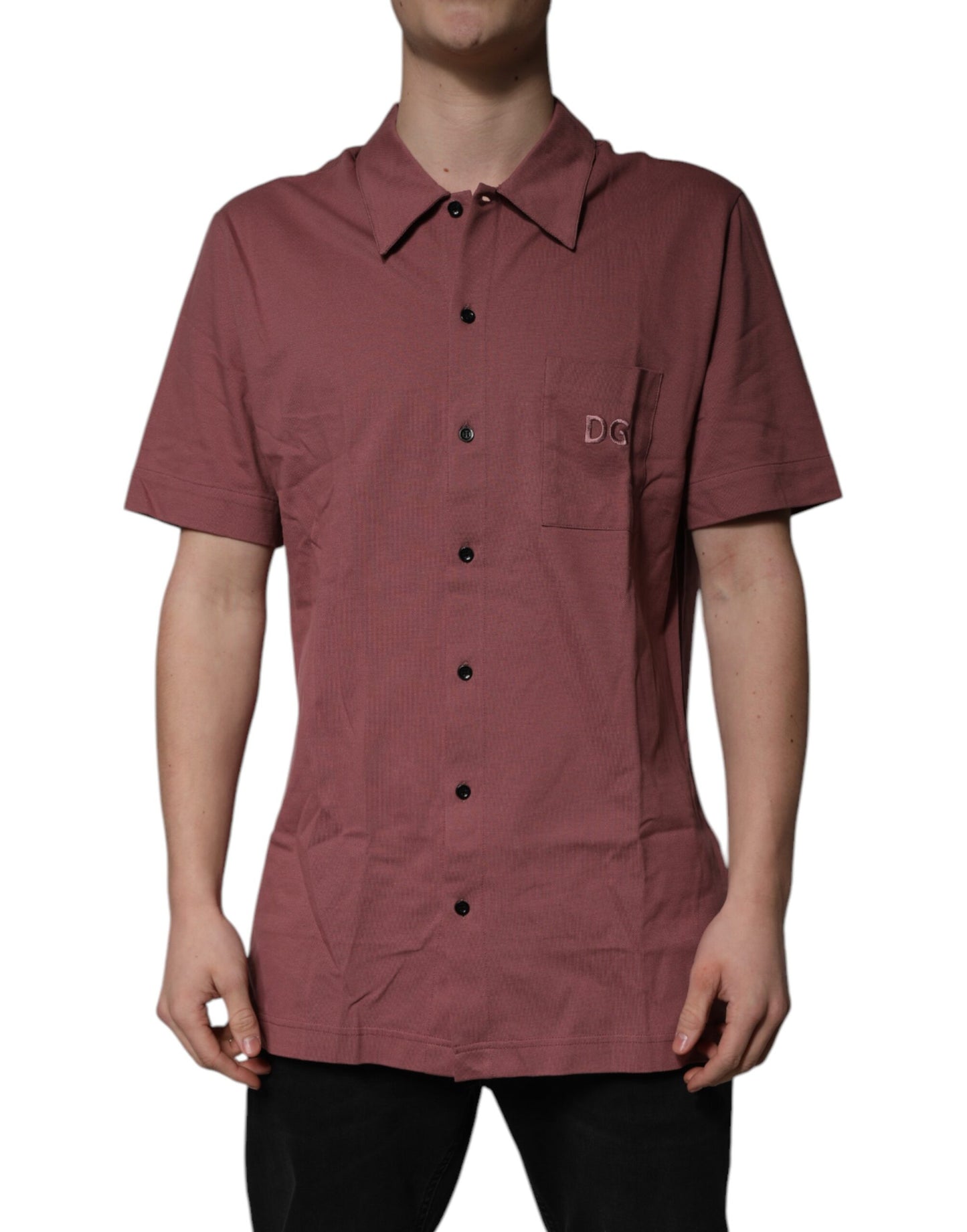 Dolce & Gabbana Mørkelyserød Button Down Casual Poloshirt Herre