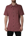 Dolce & Gabbana Mørkelyserød Button Down Casual Poloshirt Herre