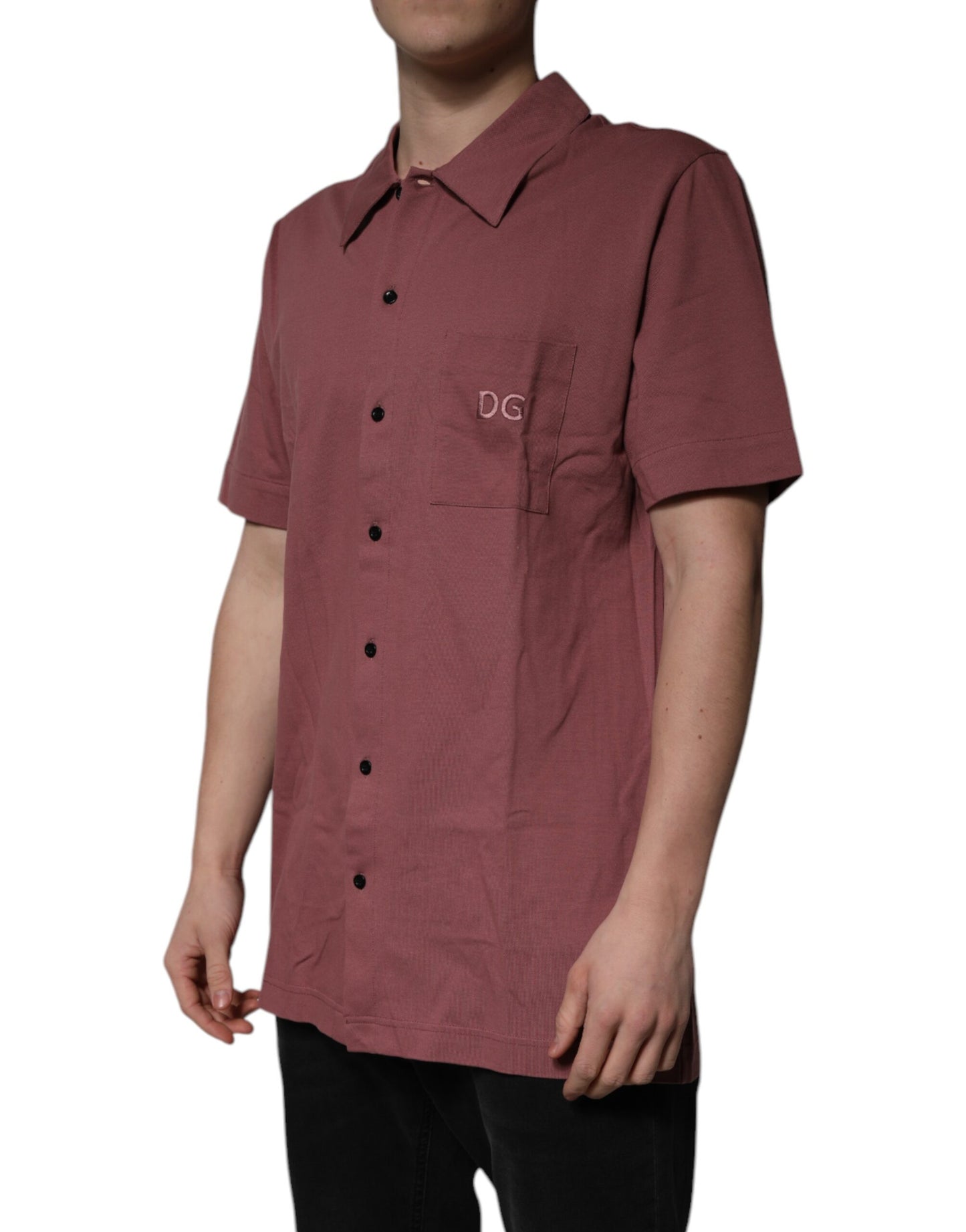 Dolce & Gabbana Mørkelyserød Button Down Casual Poloshirt Herre