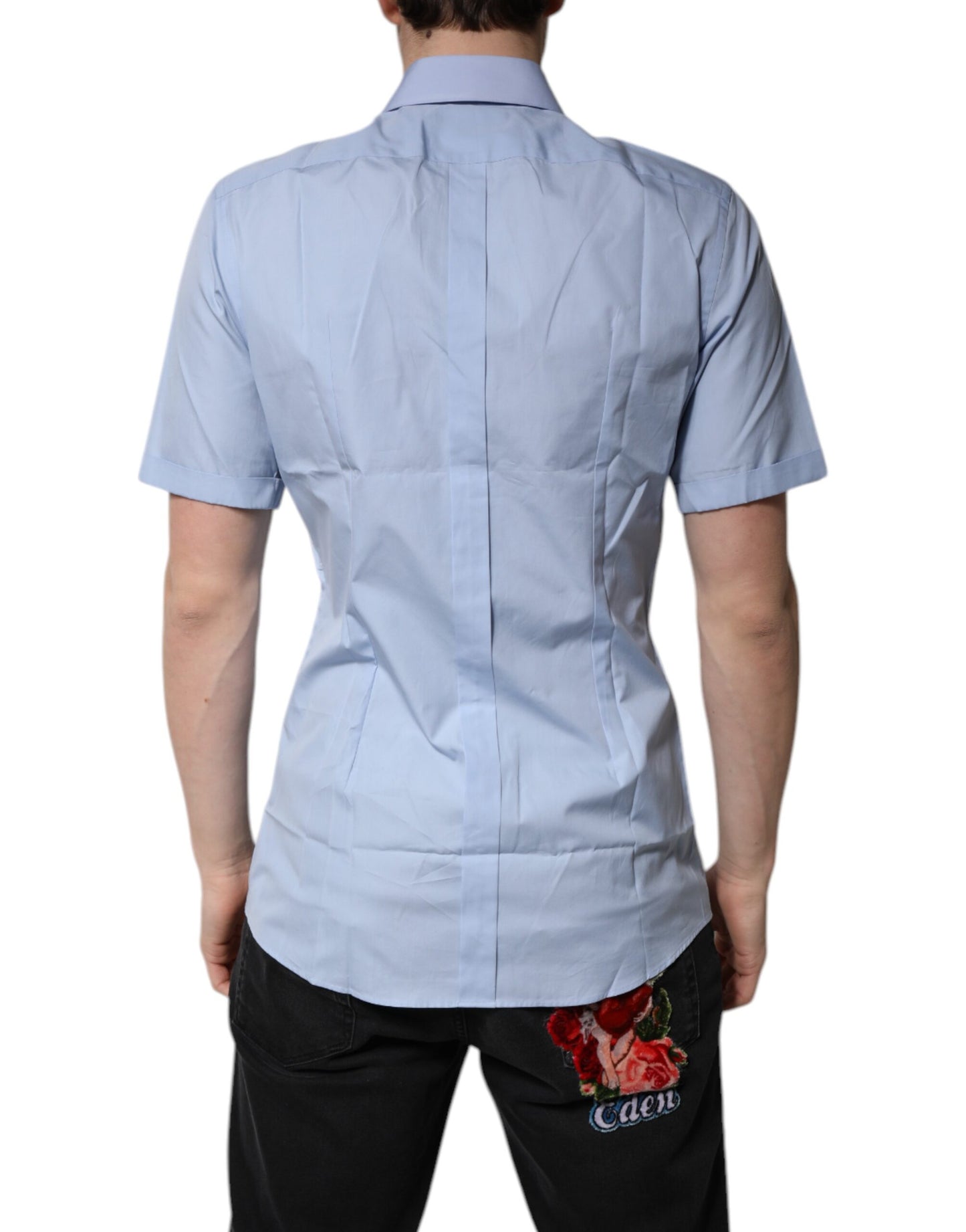 Dolce & Gabbana Blå Bomuld Button Down Casual Poloshirt