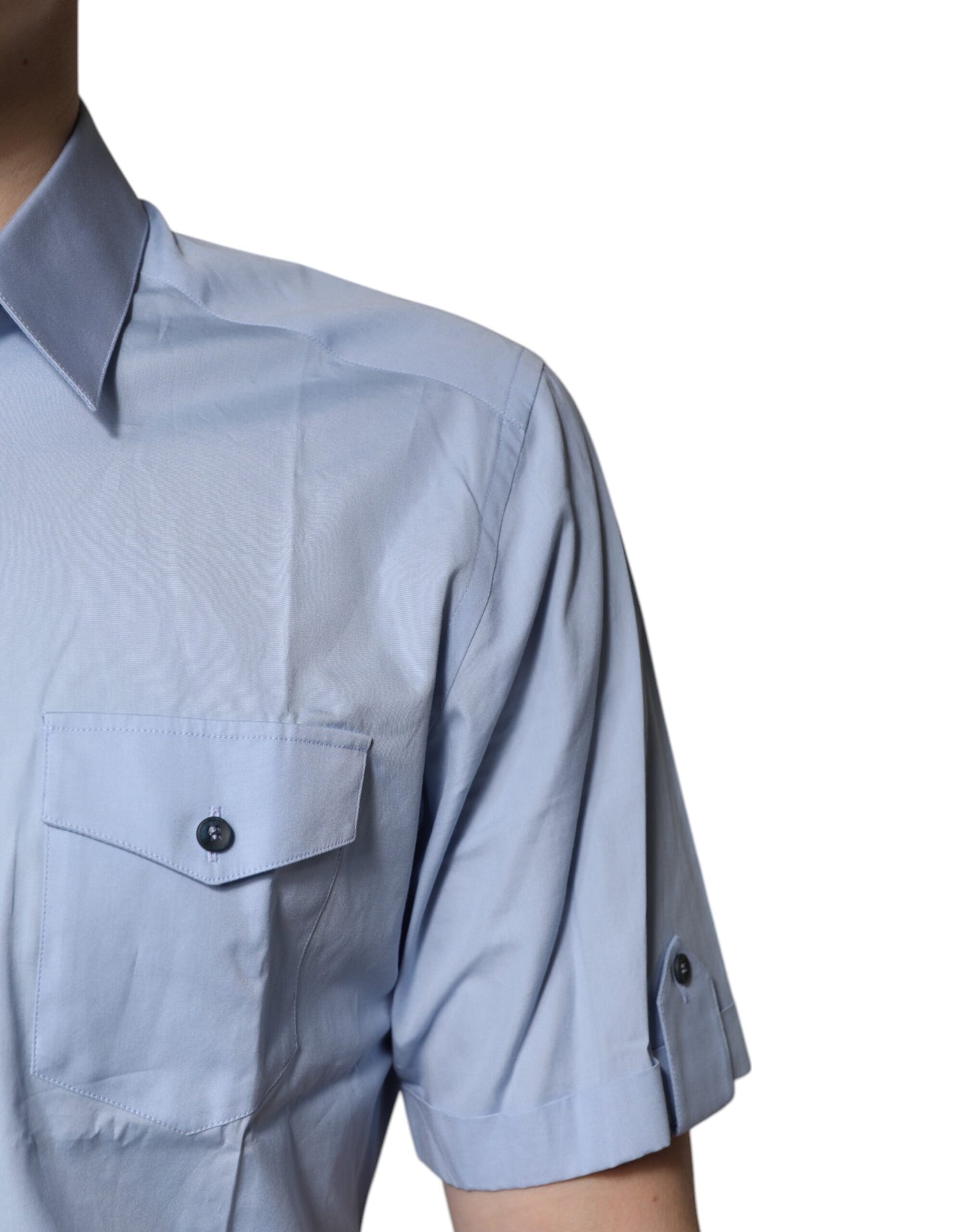 Dolce & Gabbana Blå Bomuld Button Down Casual Poloshirt