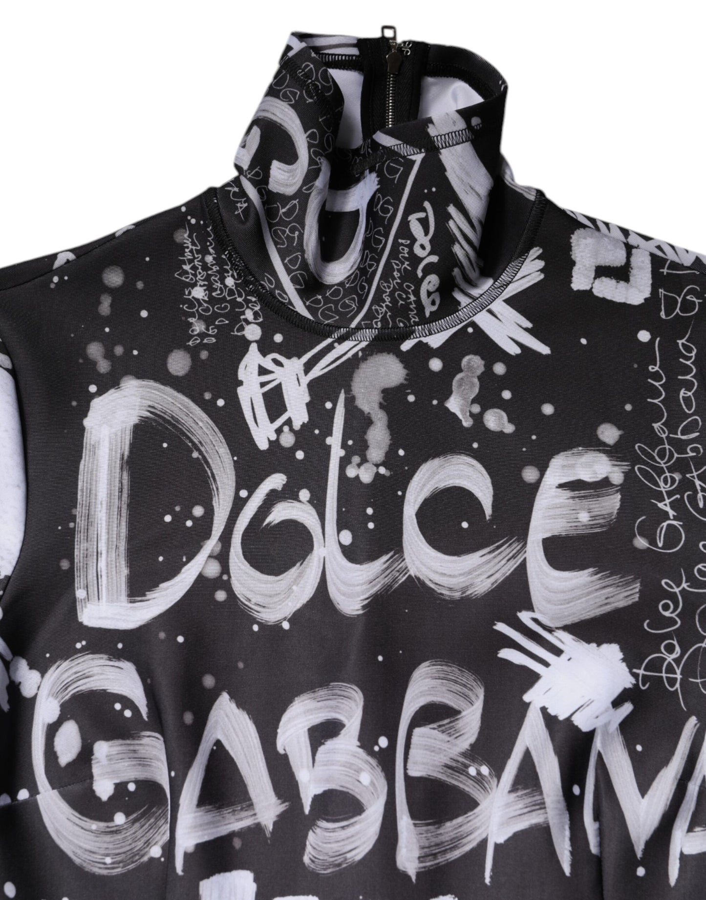Dolce & Gabbana Sort Logo Turtleneck Bodycon Jumpsuit Kjole