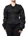 Dolce & Gabbana Sort Nylon Full Zip Bustier Korsetjakke
