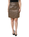 Dolce & Gabbana Brun Polyester Brokade A-formet Mini Nederdel