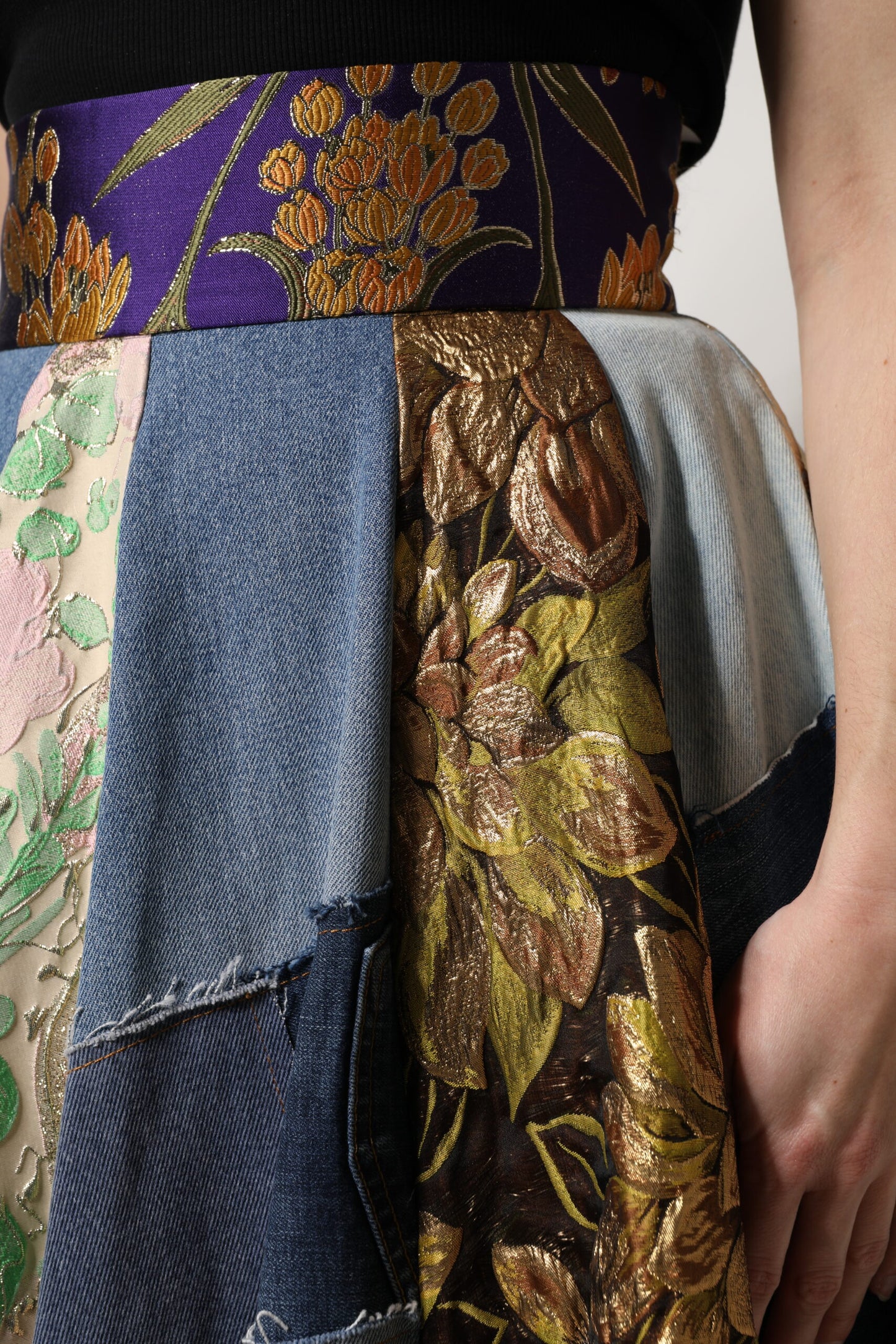 Dolce & Gabbana Flerfarvet Patchwork Højtaljet Midi-nederdel