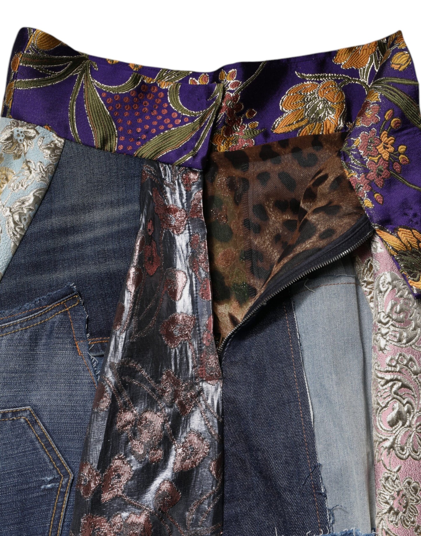 Dolce & Gabbana Flerfarvet Patchwork Højtaljet Midi-nederdel