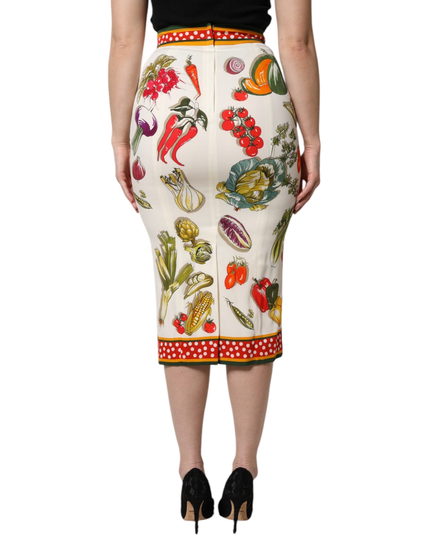 Dolce & Gabbana Flerfarvet Højtaljet Midinederdel med Blyantssnit