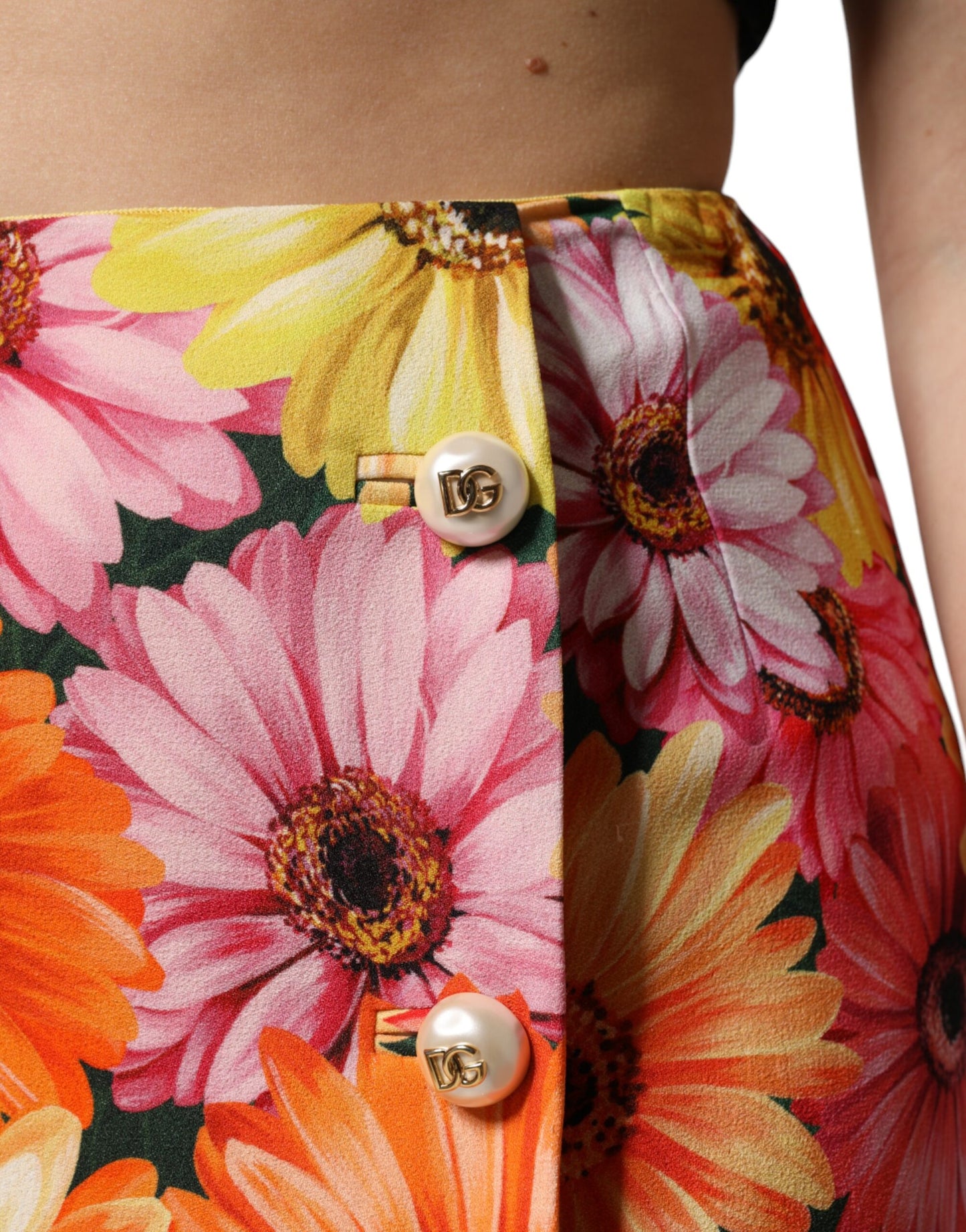 Dolce & Gabbana Flerfarvet Blomsterprintet Højtaljet Mini Nederdel