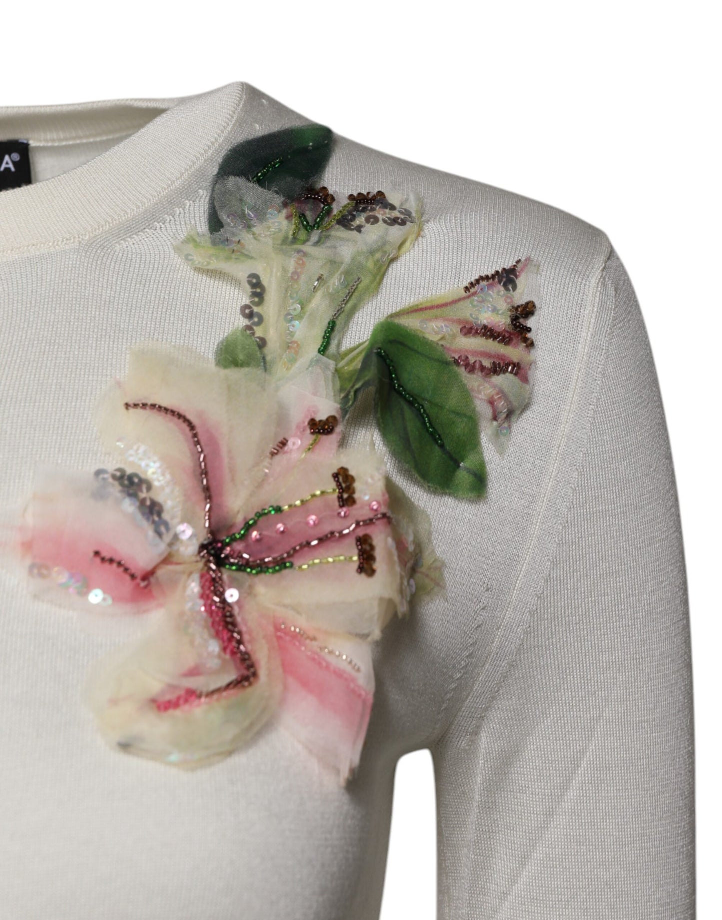 Dolce & Gabbana Cremefarvet Blomsterprintet Silke Cardigan