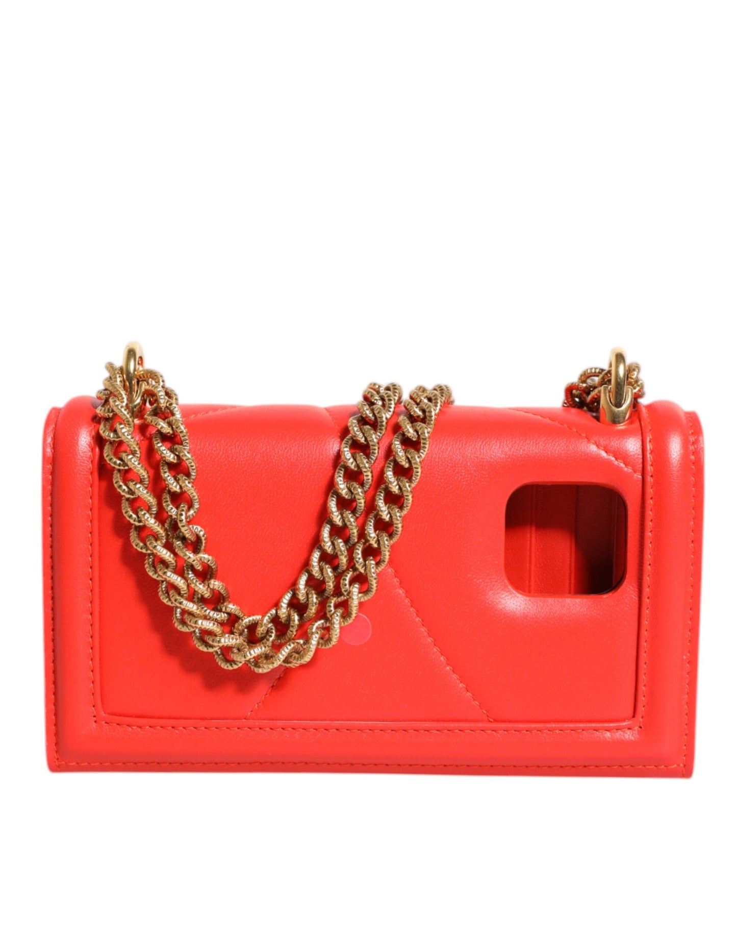 Dolce & Gabbana Rød Læder Quiltet Devotion Crossbody Mobiltaske