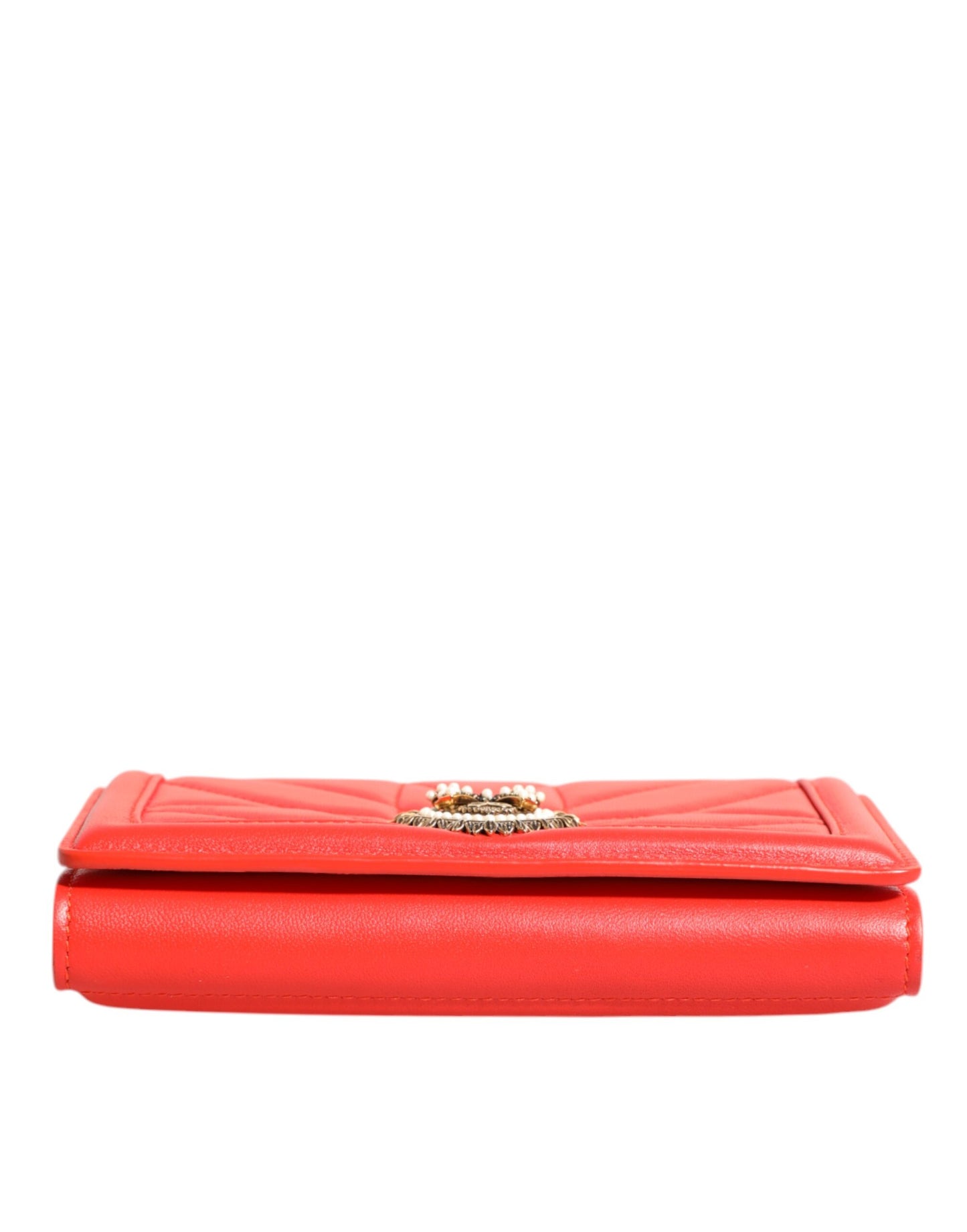 Dolce & Gabbana Rød Læder Quiltet Devotion Crossbody Mobiltaske