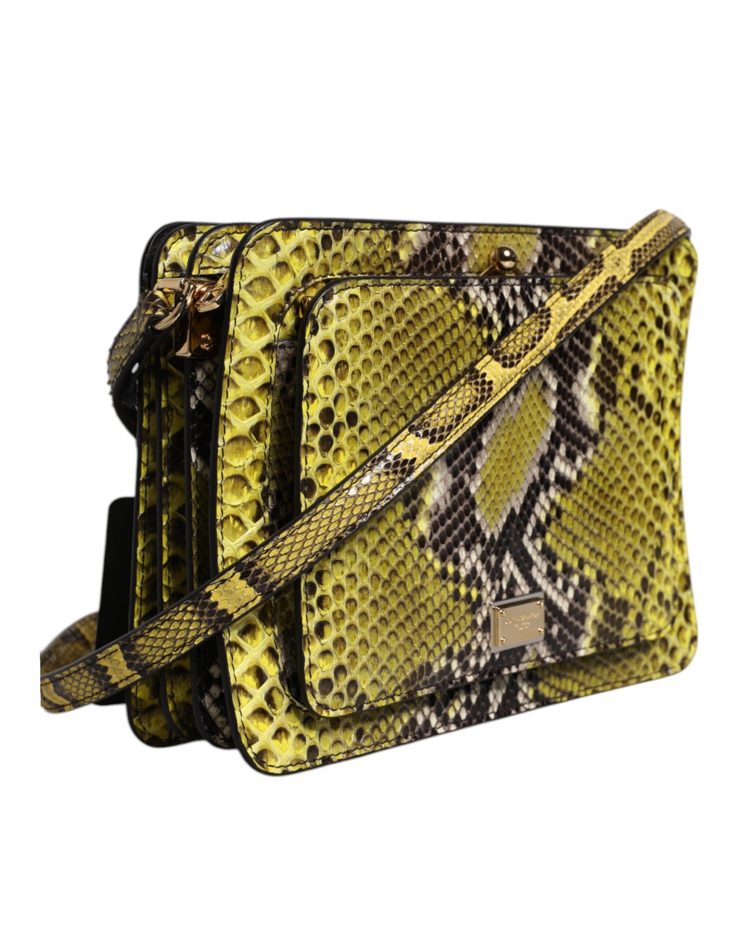 Dolce & Gabbana Grøn Eksotisk Læder DG Plaque Crossbody Clutch